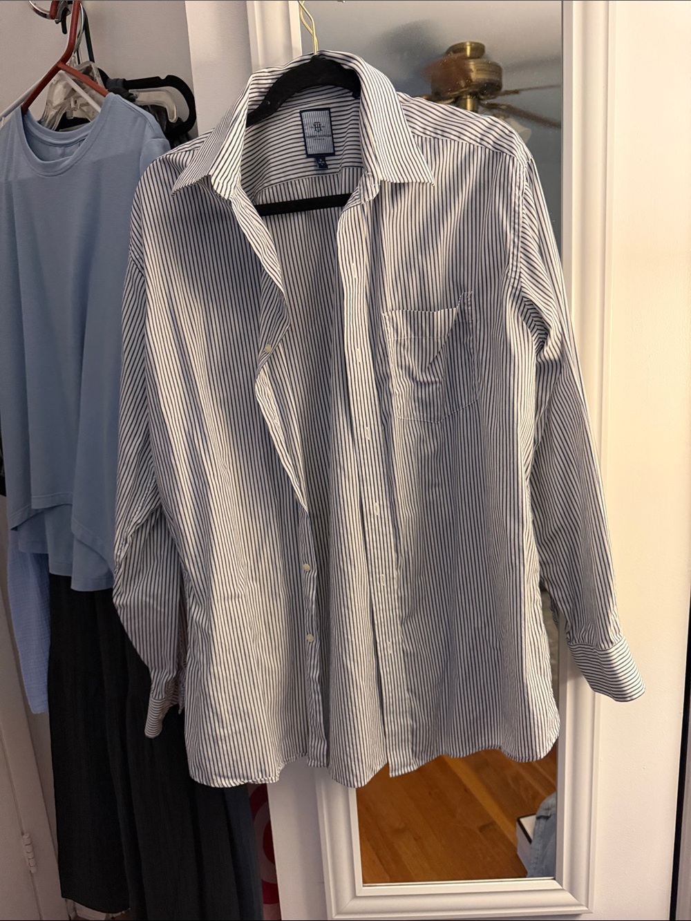 Tommy Hilfiger White and Navy Pinstripe Dress Shirt